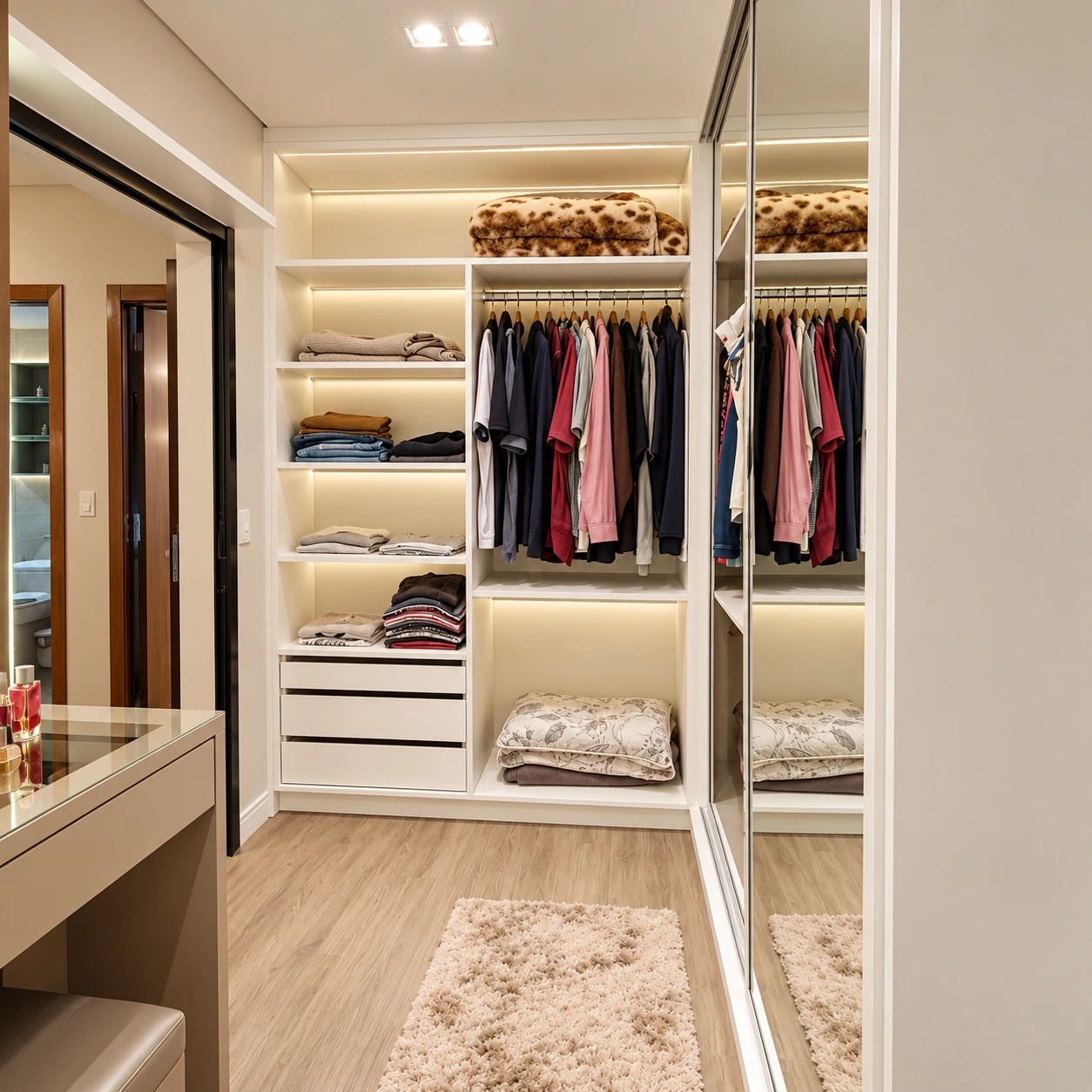 Closet com iluminação integrada
